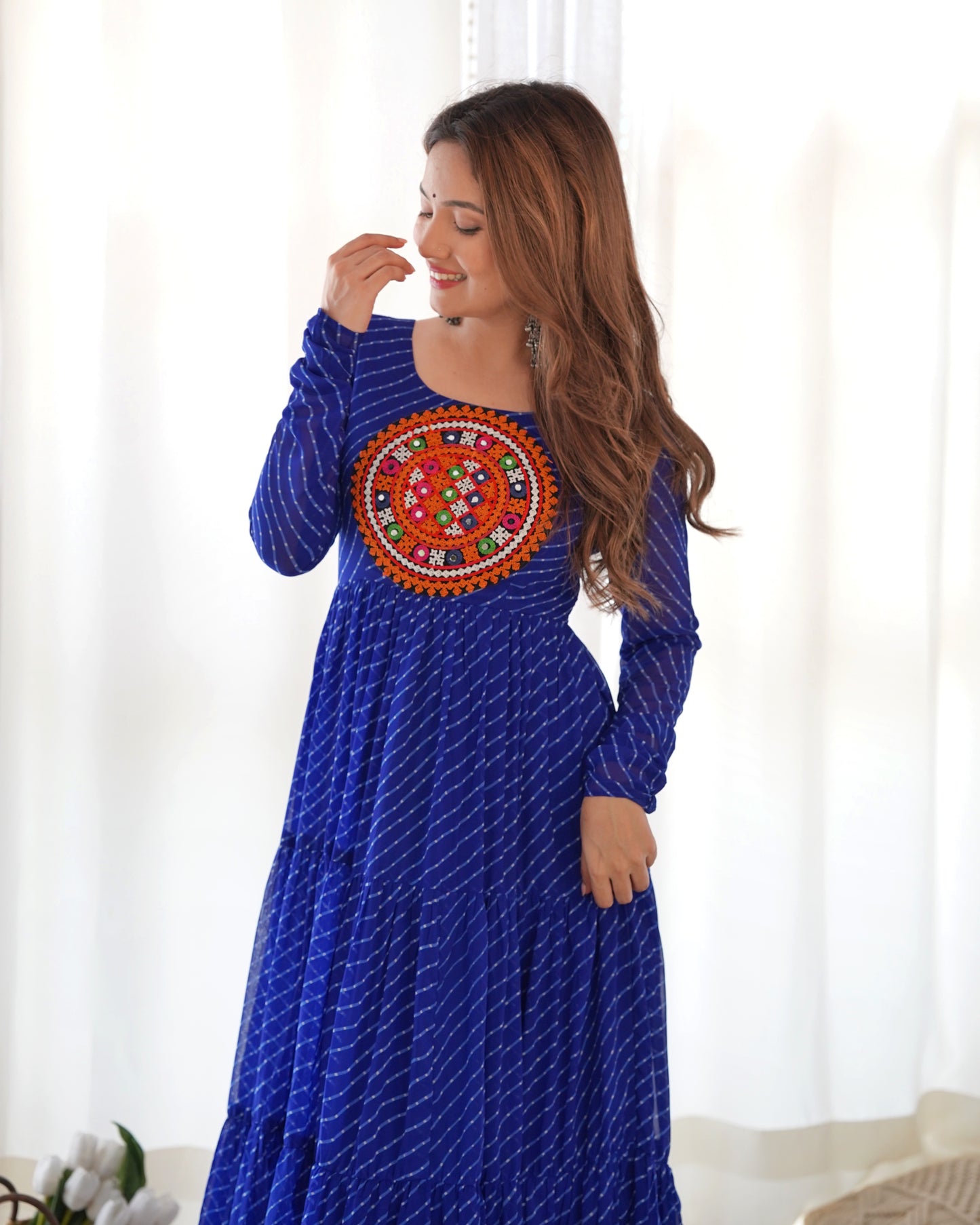 Designer Laheriya Print Anarkali Gown