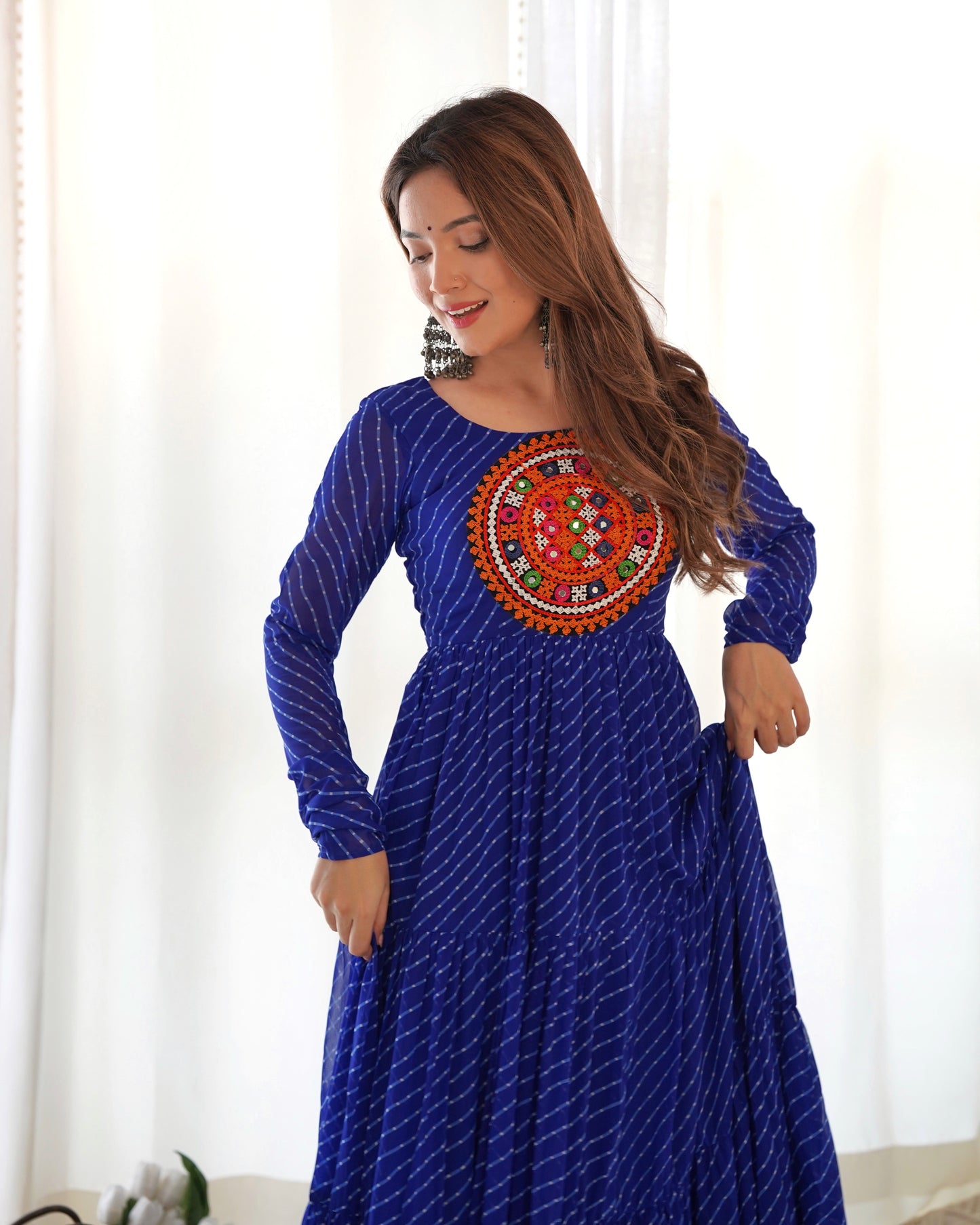 Designer Laheriya Print Anarkali Gown