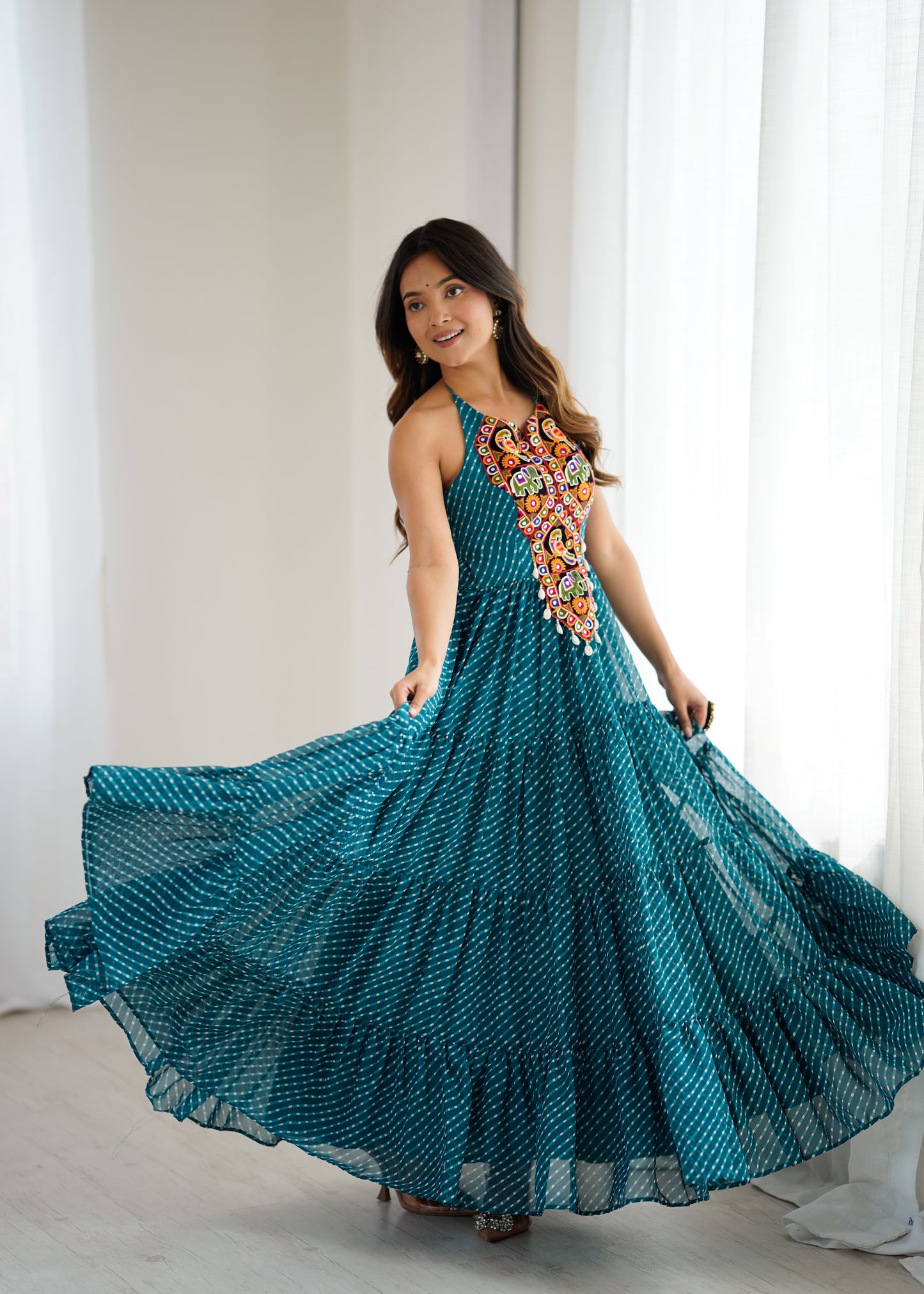 Gown with 8-Meter Flair & Tassel Detailing