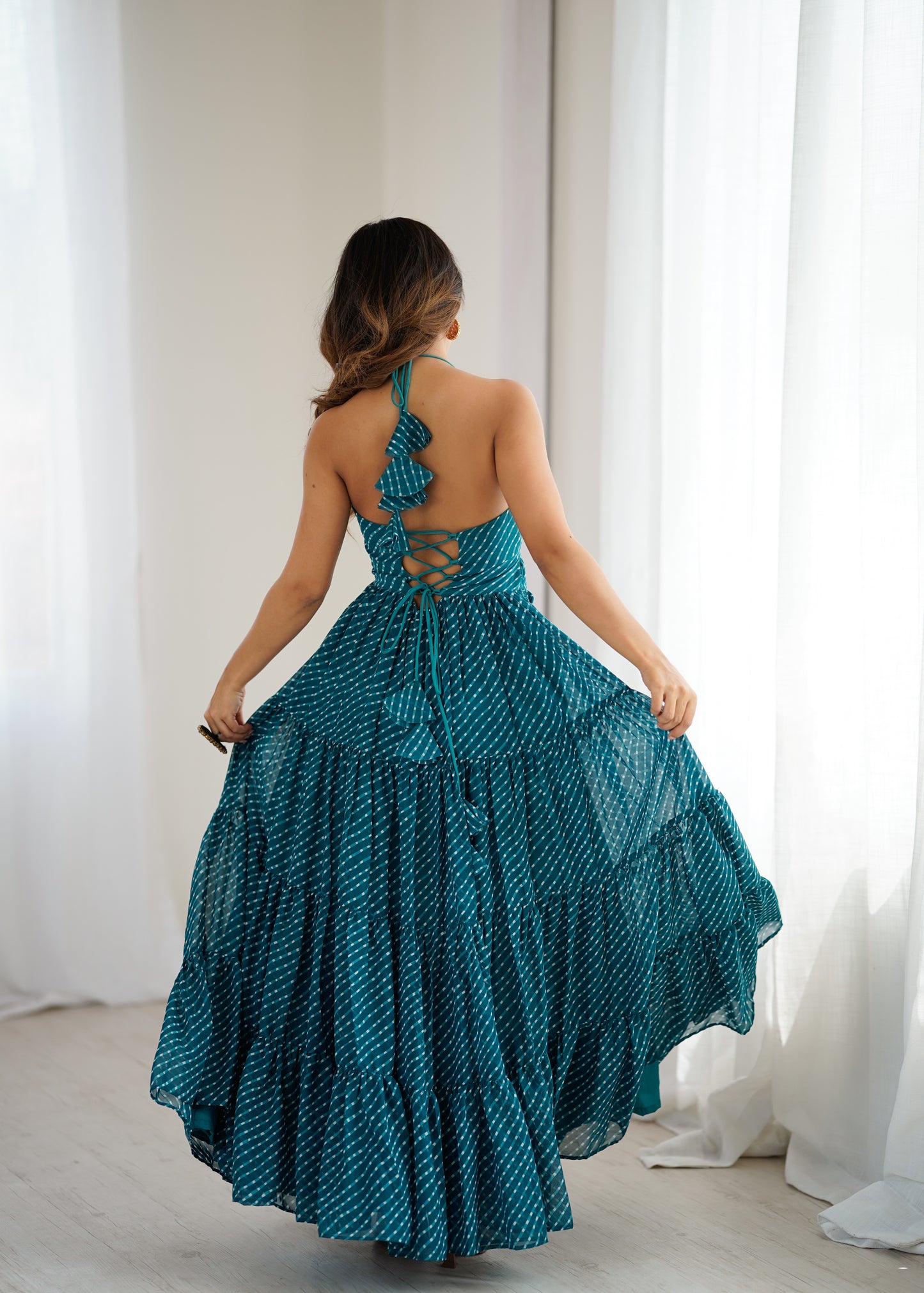 Gown with 8-Meter Flair & Tassel Detailing