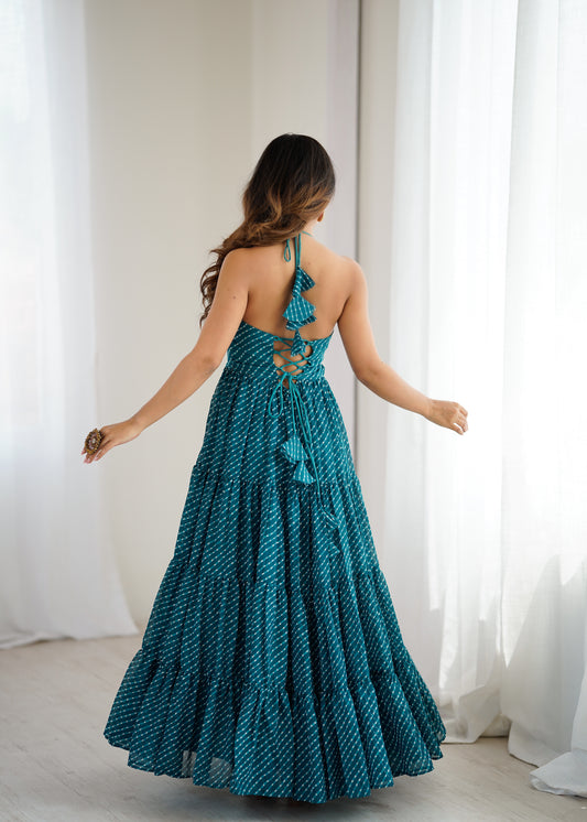 Gown with 8-Meter Flair & Tassel Detailing