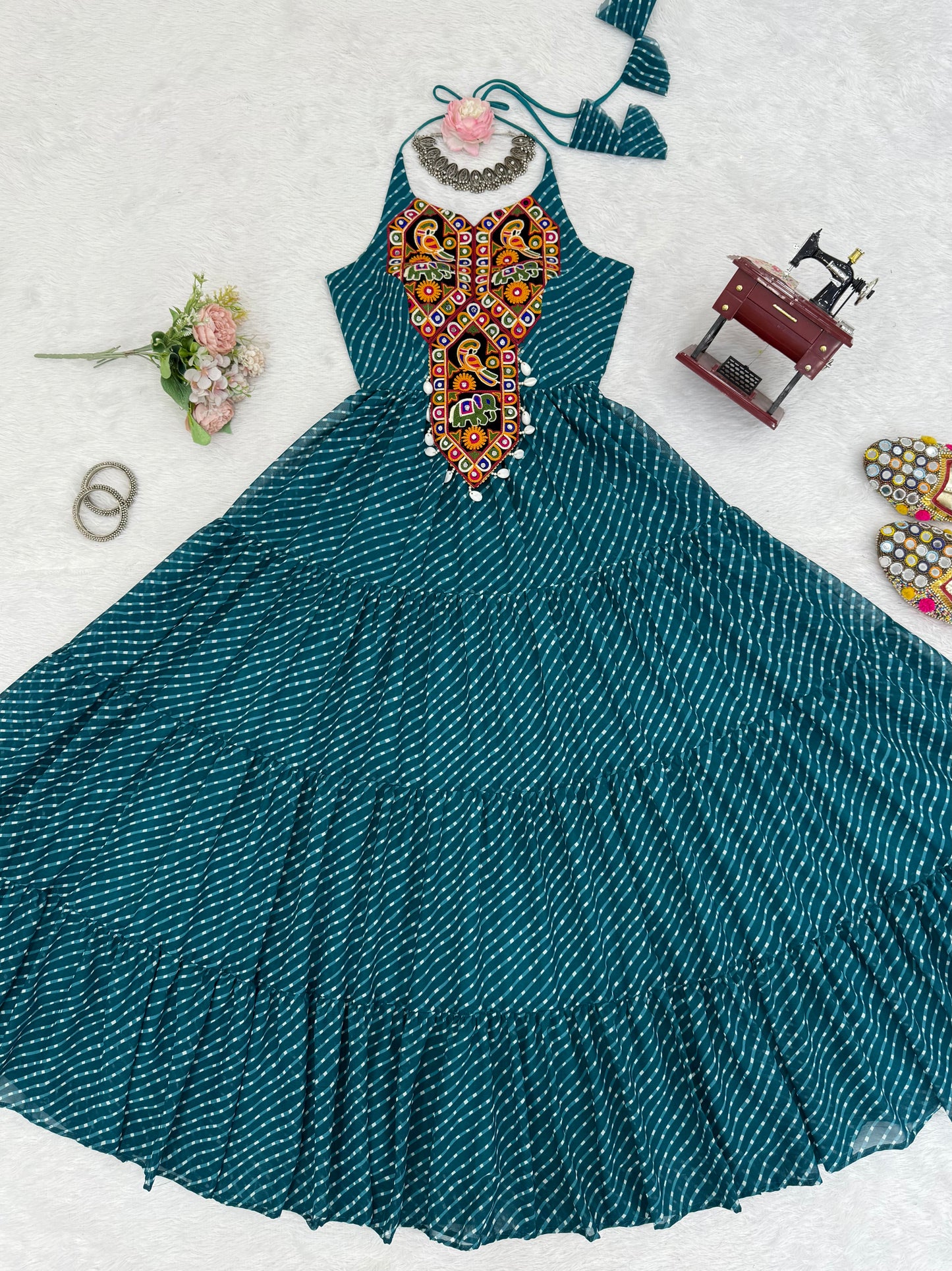 Gown with 8-Meter Flair & Tassel Detailing