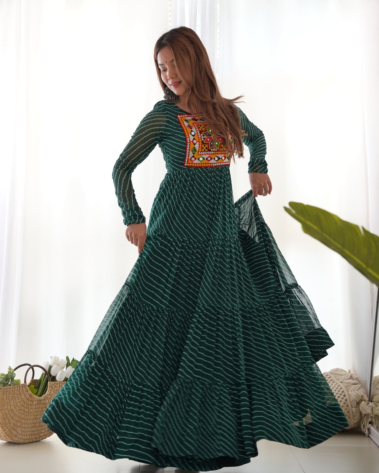 Designer Laheriya Print Anarkali Gown