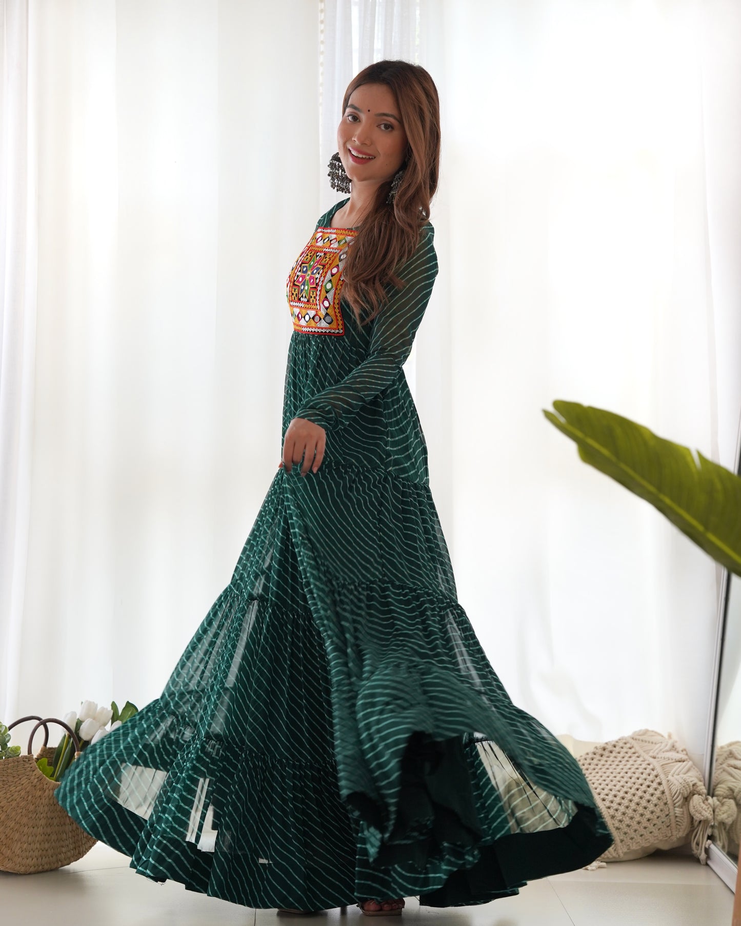 Designer Laheriya Print Anarkali Gown