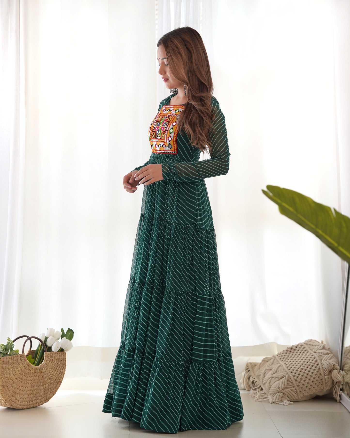 Designer Laheriya Print Anarkali Gown