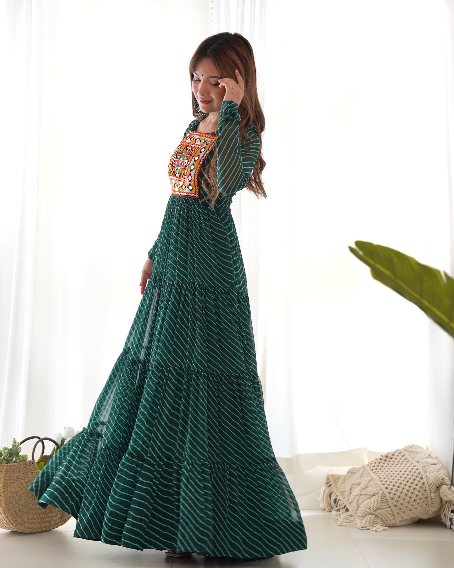 Designer Laheriya Print Anarkali Gown