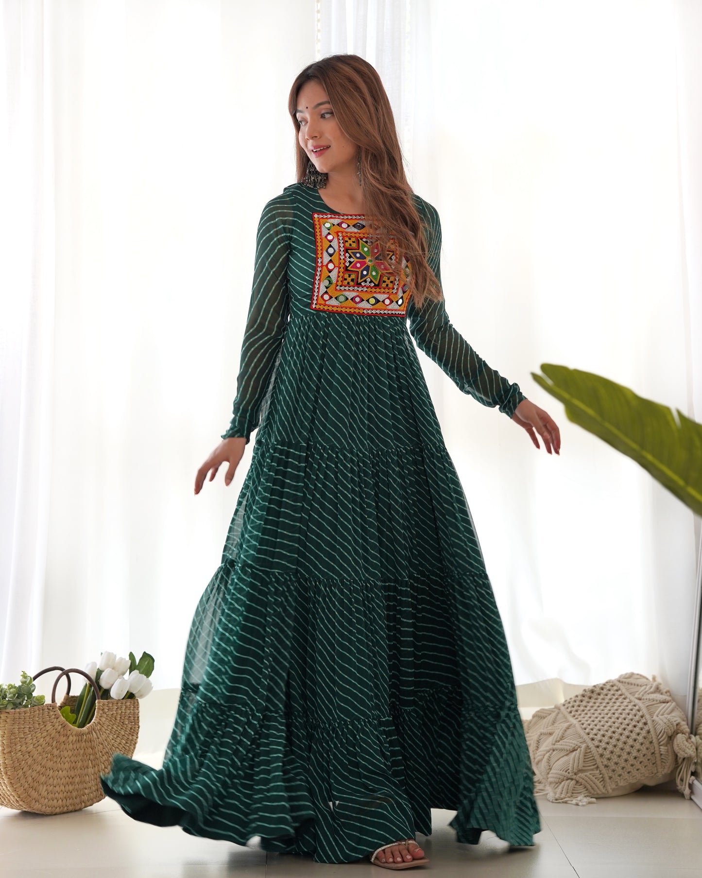 Designer Laheriya Print Anarkali Gown