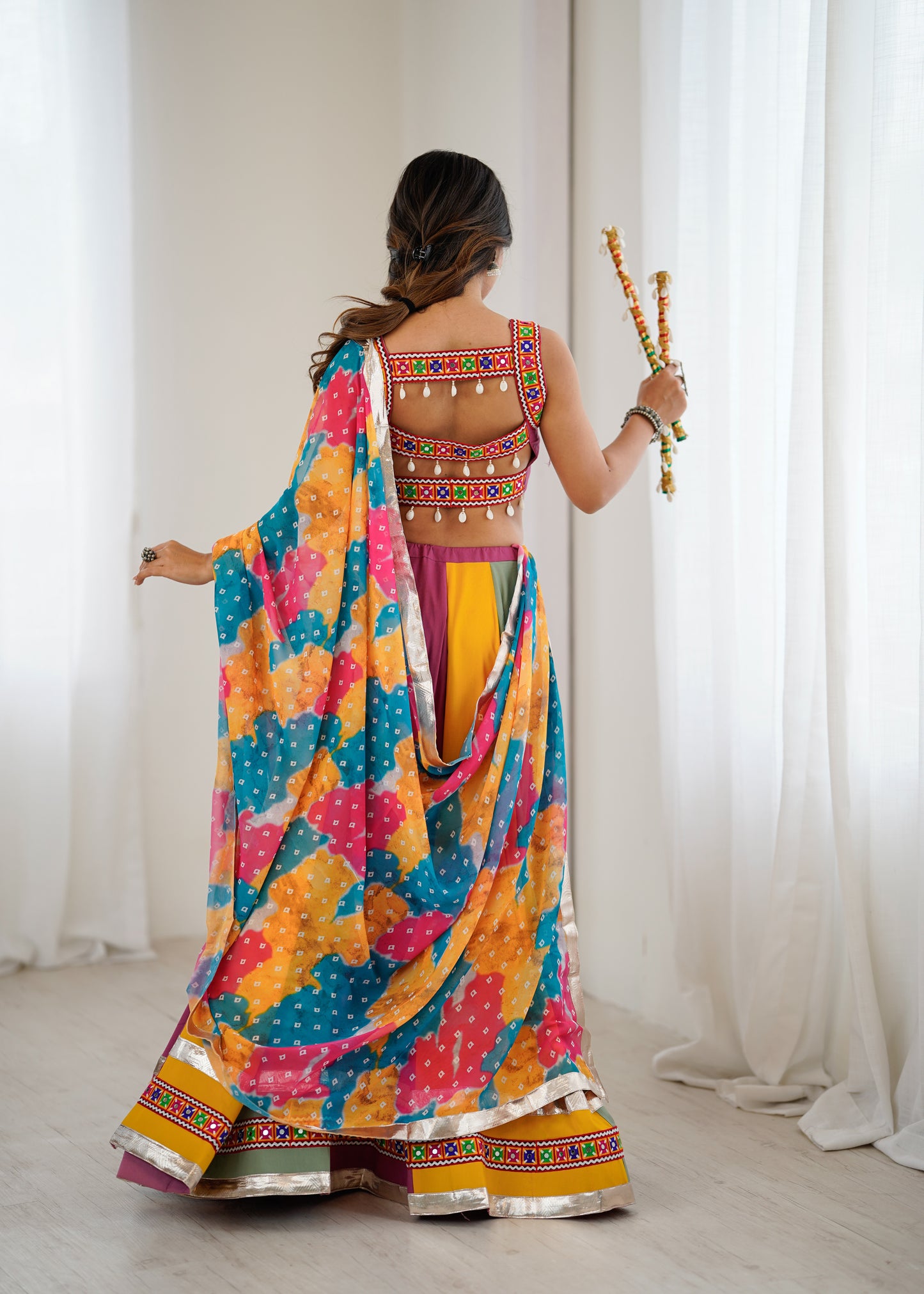 Heavy Rayon Gamthi Mirror Work Lehenga with Dupatta – 4 Meter Flair
