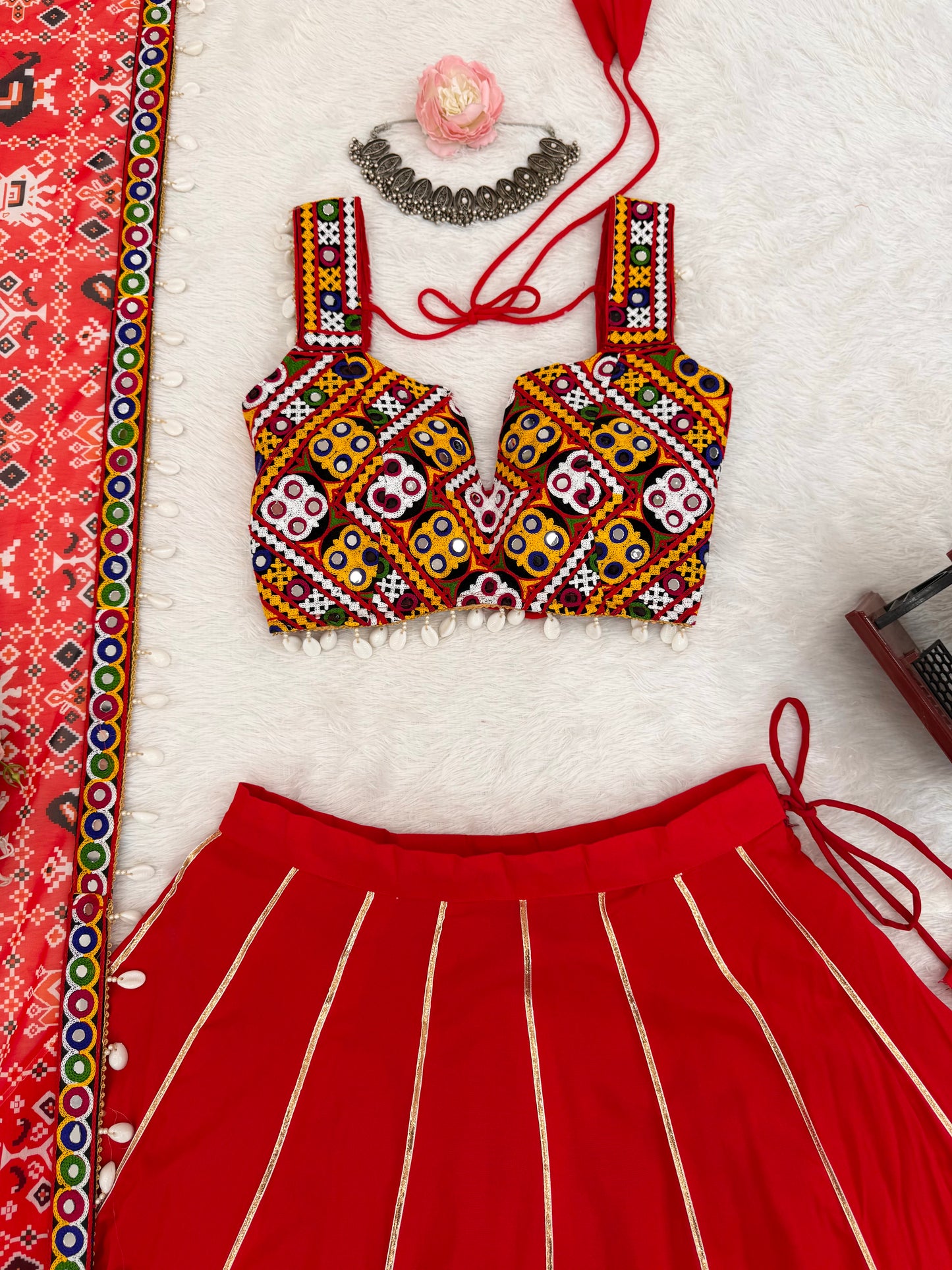 Flair Heavy Rayon Lehenga Choli with Gamthi Mirror Work