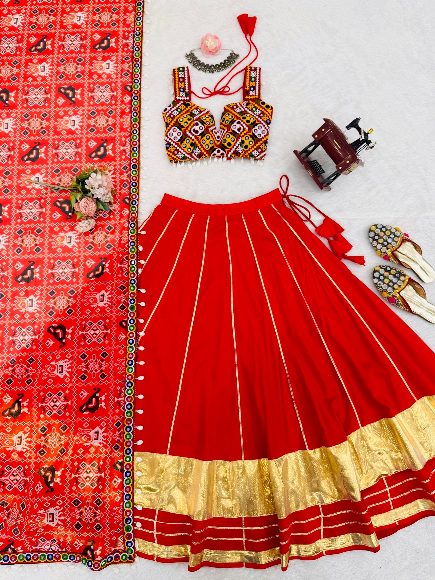 Flair Heavy Rayon Lehenga Choli with Gamthi Mirror Work