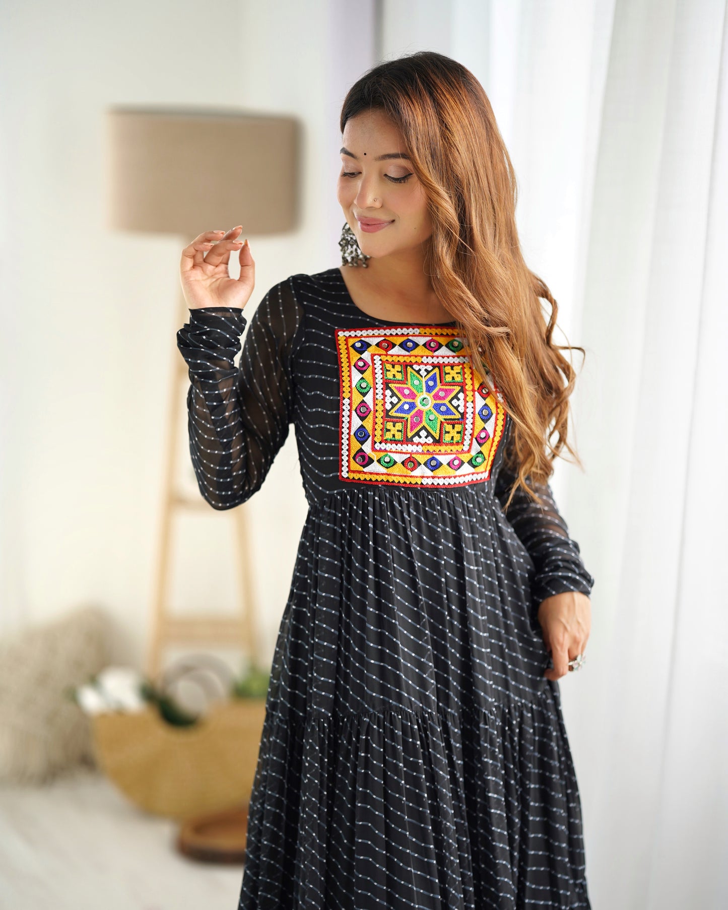 Designer Laheriya Print Anarkali Gown