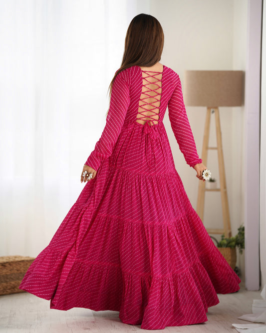 Designer Laheriya Print Anarkali Gown
