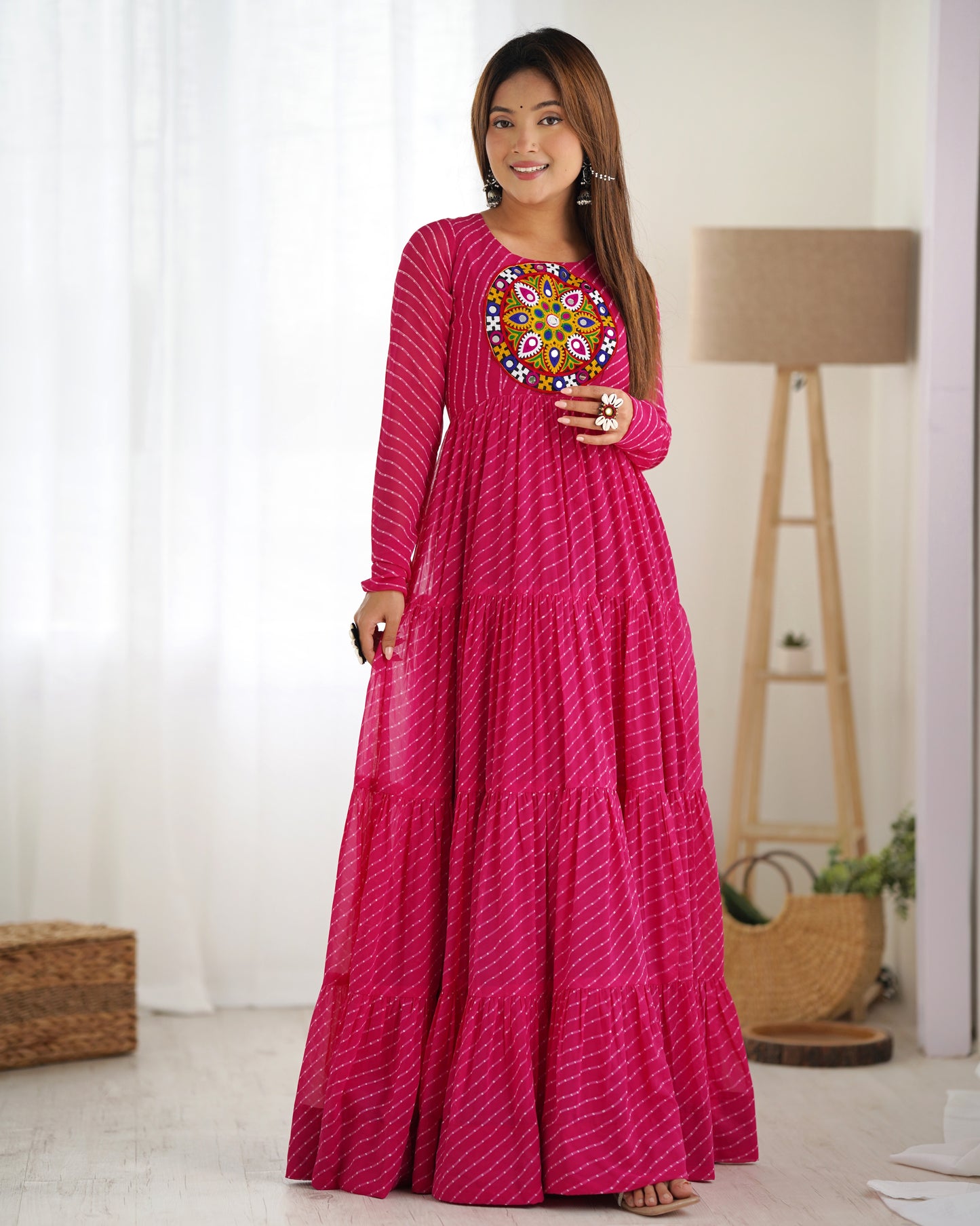 Designer Laheriya Print Anarkali Gown