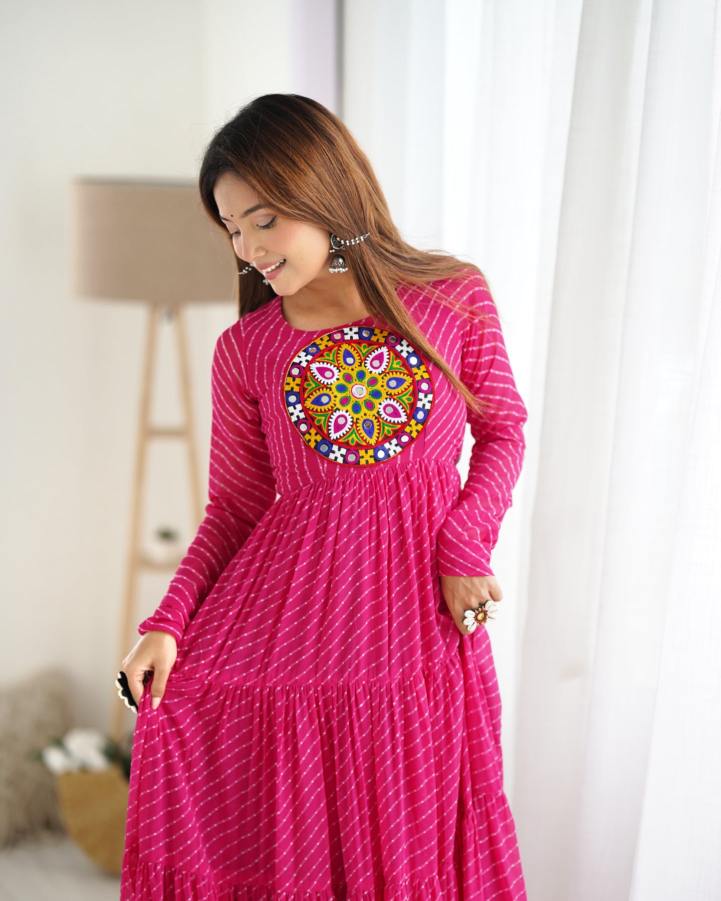 Designer Laheriya Print Anarkali Gown