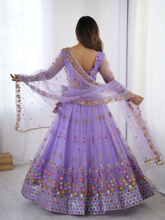 Soft Net Lehenga Set with Cancan Flair