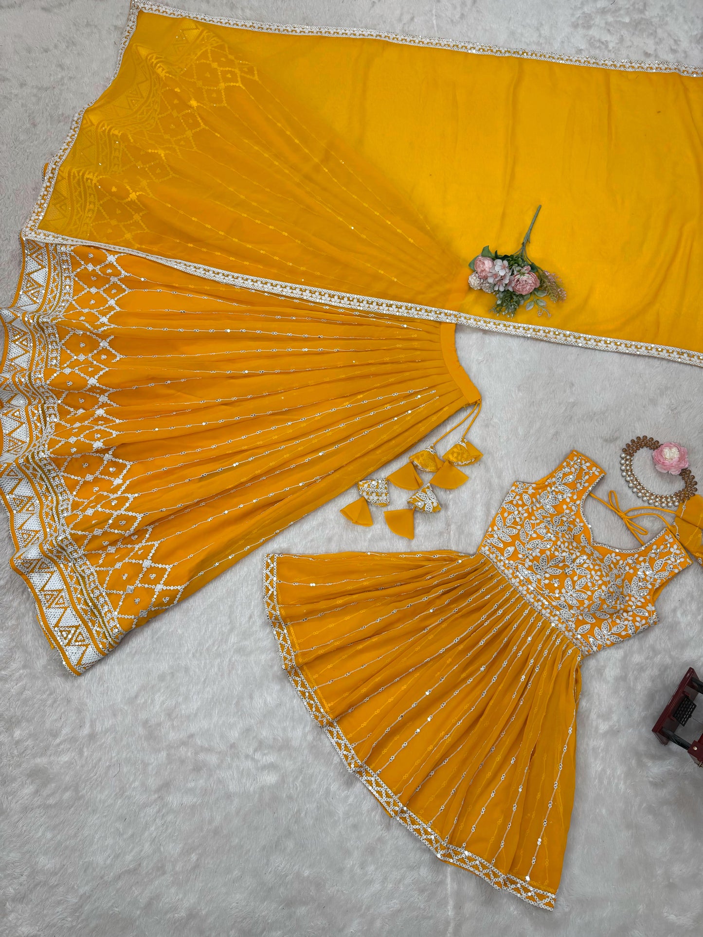 Georgette Lehenga Set with Heavy 9MM Sequin & Thread Work