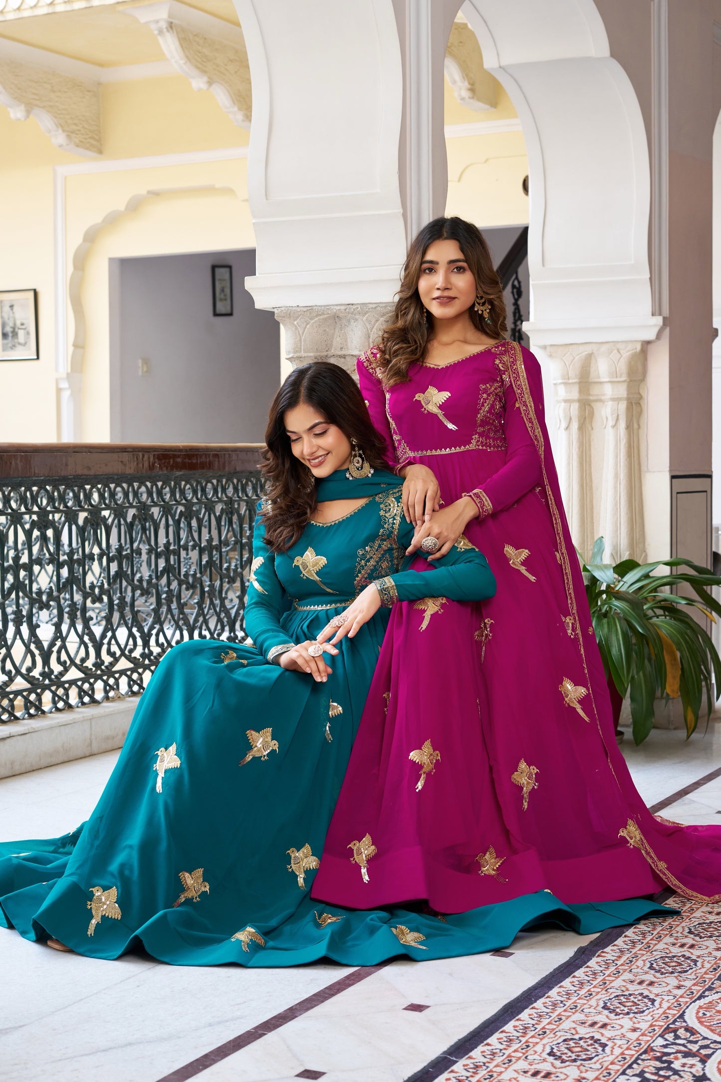 Georgette Gown with Pant & Dupatta – Sequin Embroidery Work
