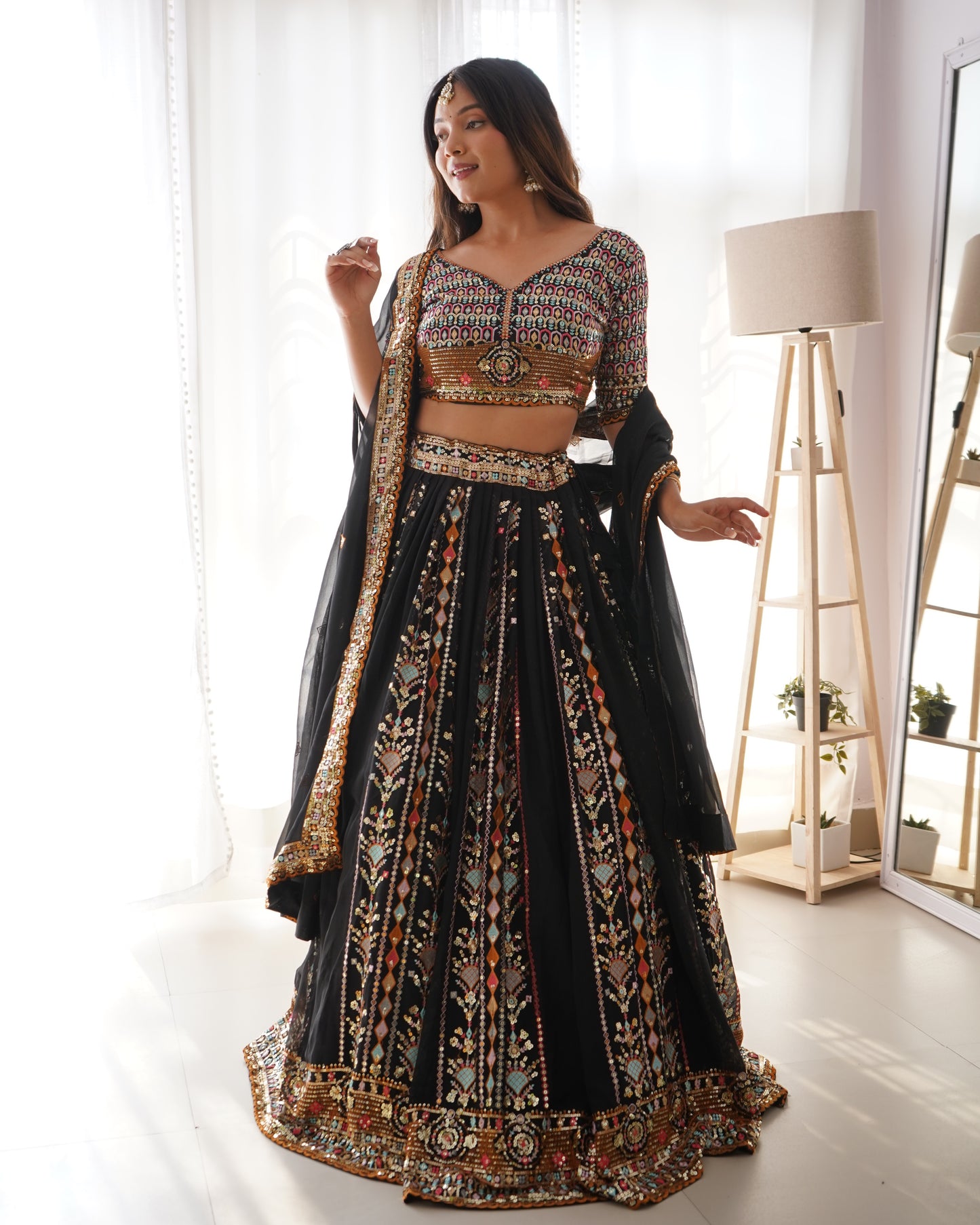 Georgette Lehenga Set with Sequin Embroidery