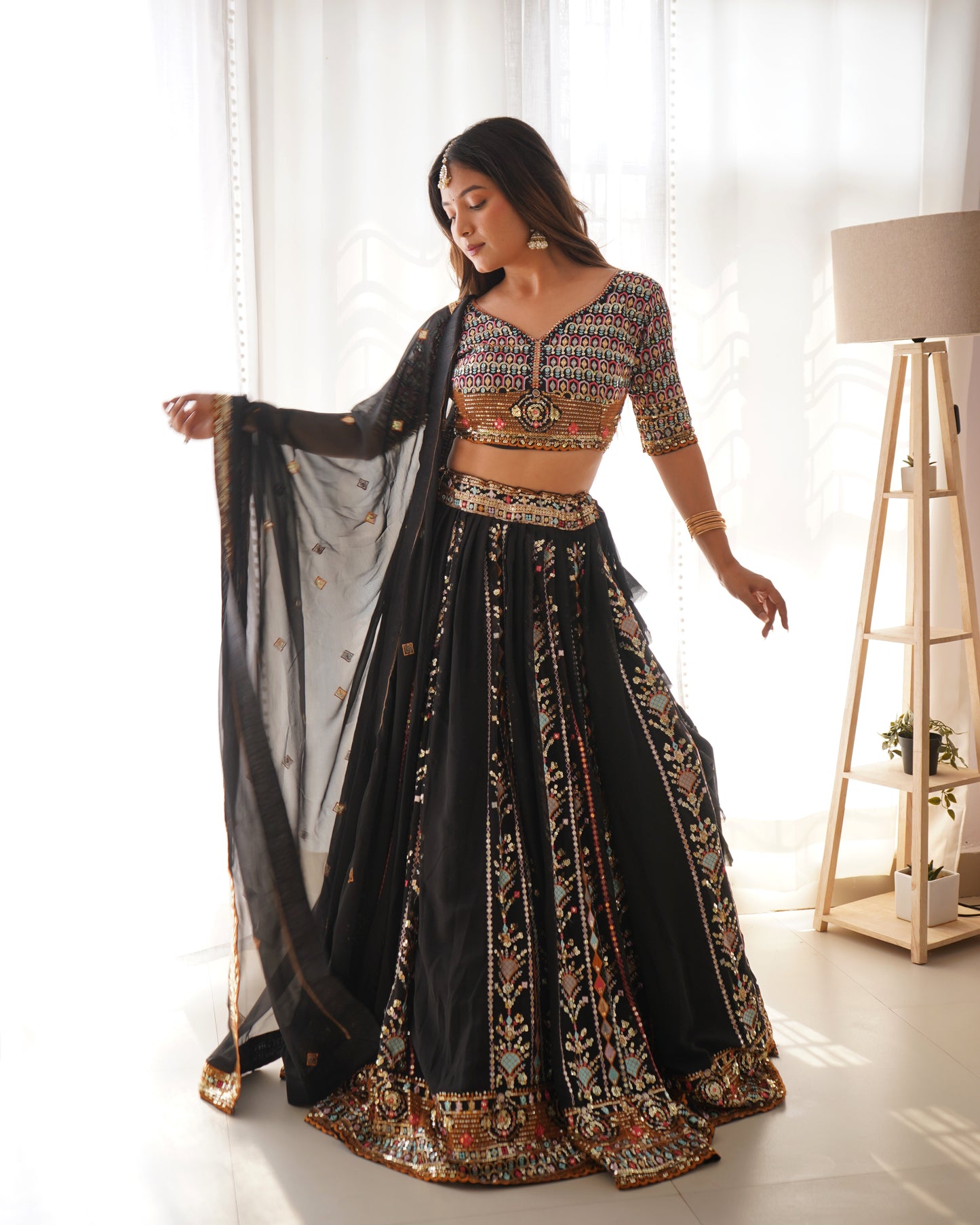 Georgette Lehenga Set with Sequin Embroidery
