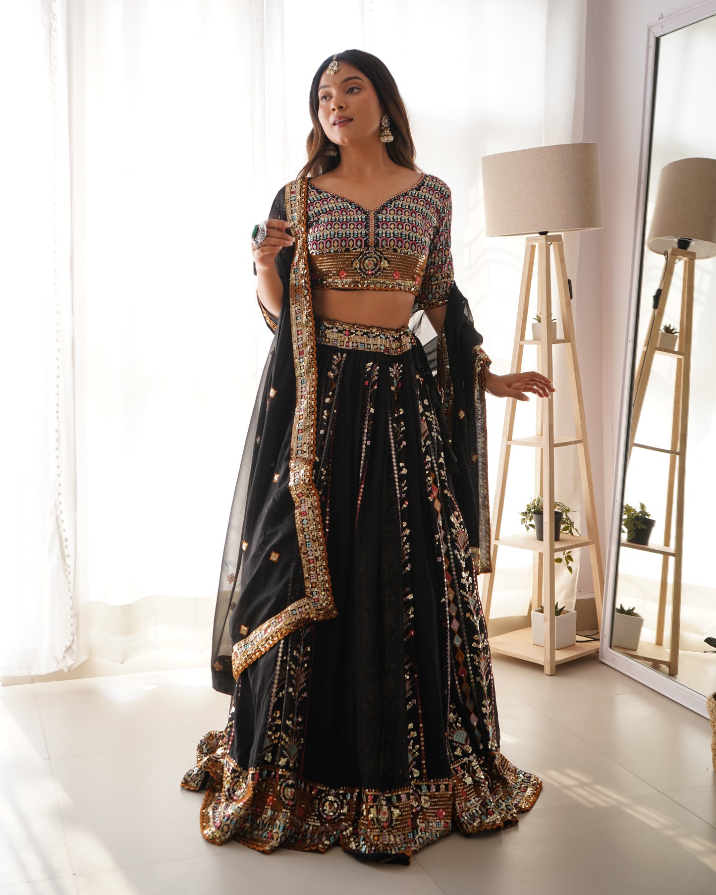 Georgette Lehenga Set with Sequin Embroidery