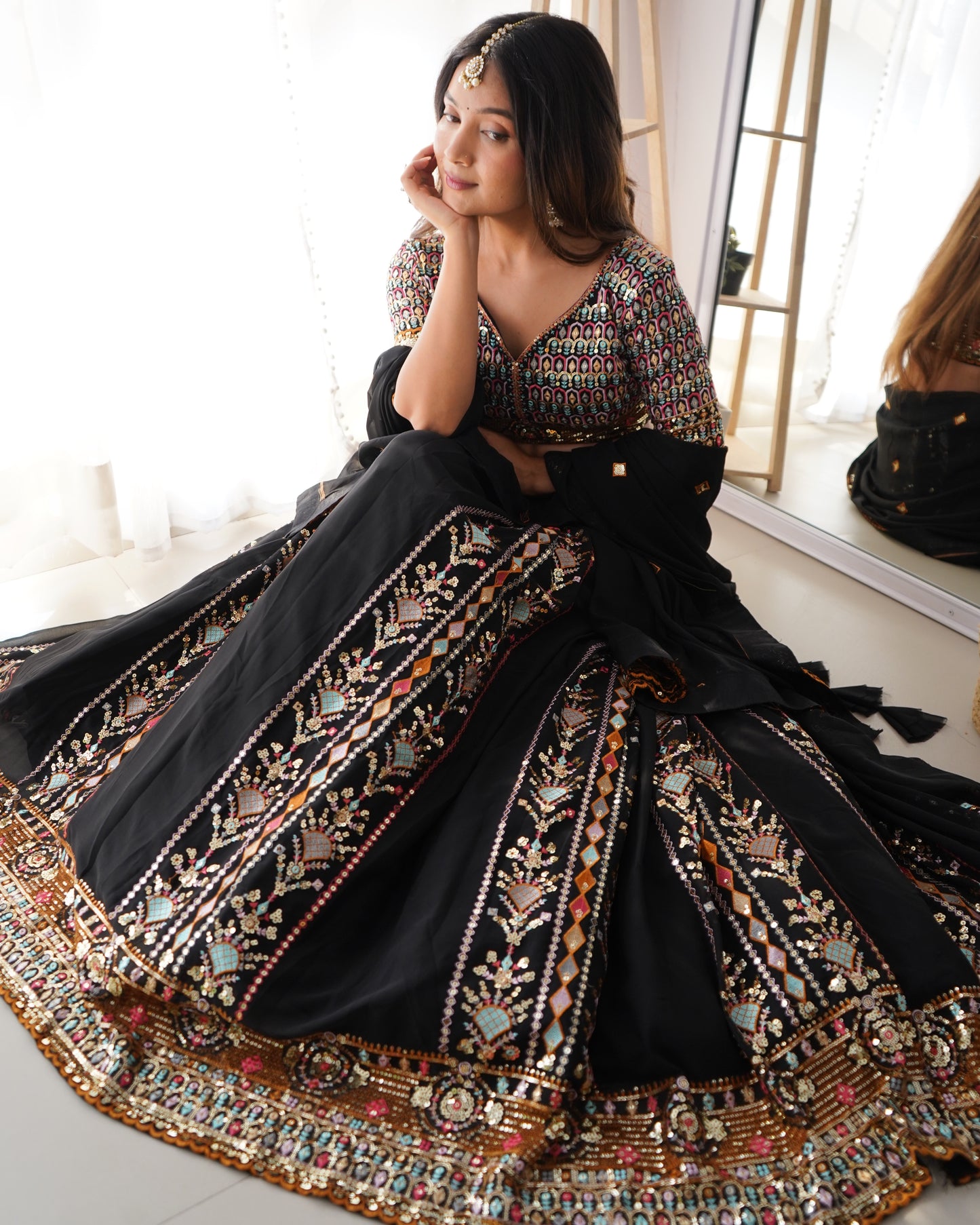 Georgette Lehenga Set with Sequin Embroidery