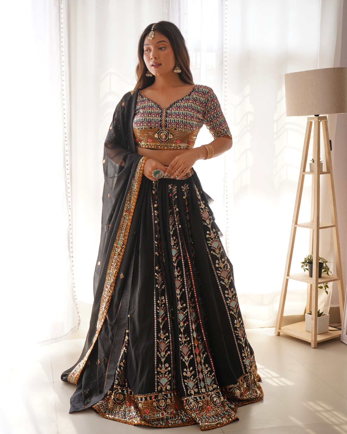 Georgette Lehenga Set with Sequin Embroidery