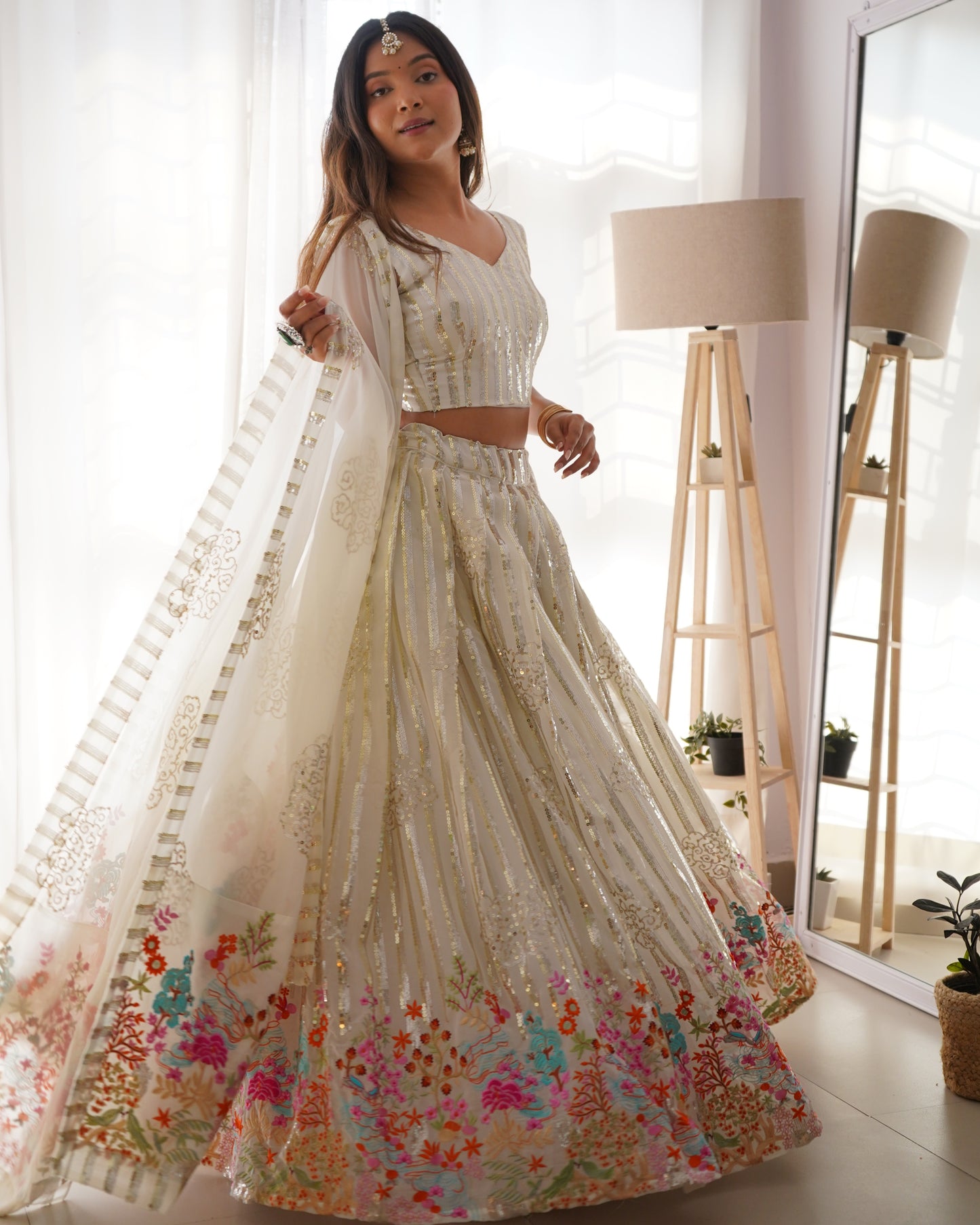 Georgette Lehenga Set with Sequin Embroidery