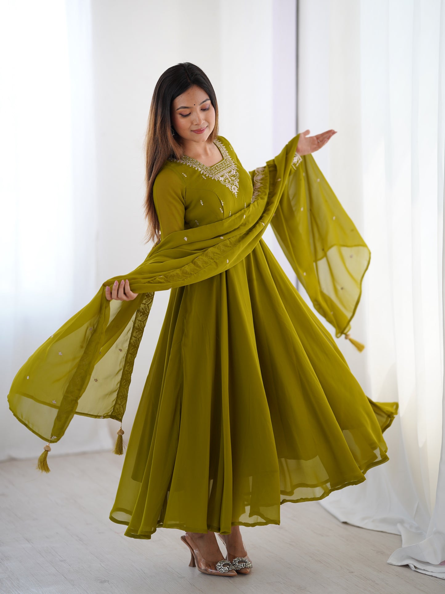 Georgette Anarkali Set with Heavy Embroidery