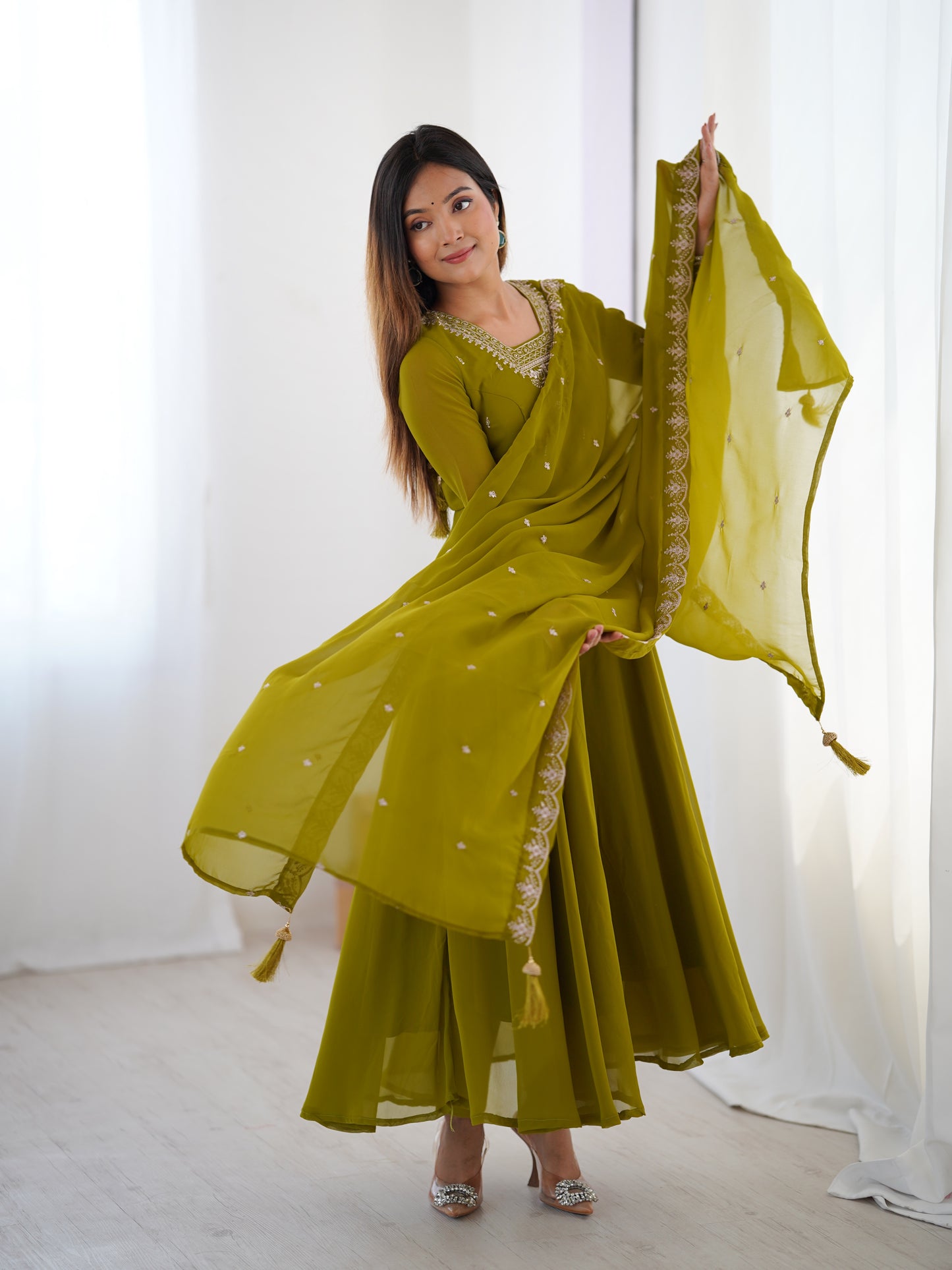 Georgette Anarkali Set with Heavy Embroidery