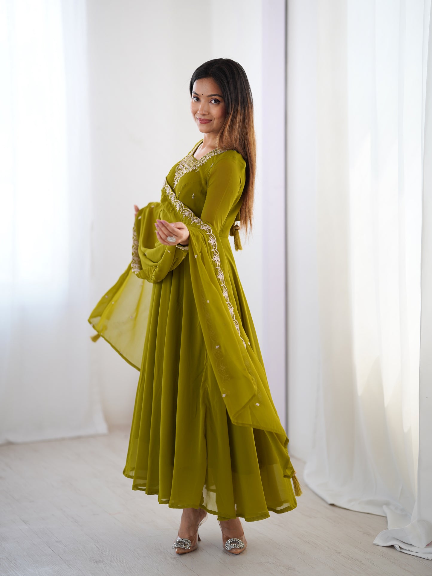 Georgette Anarkali Set with Heavy Embroidery