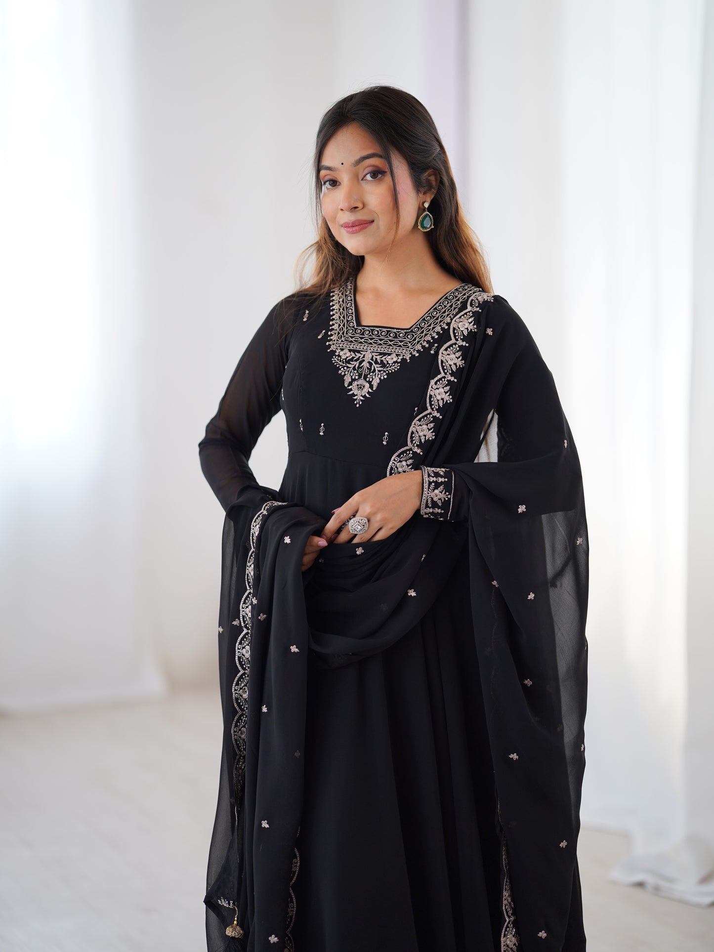 Georgette Anarkali Set with Heavy Embroidery