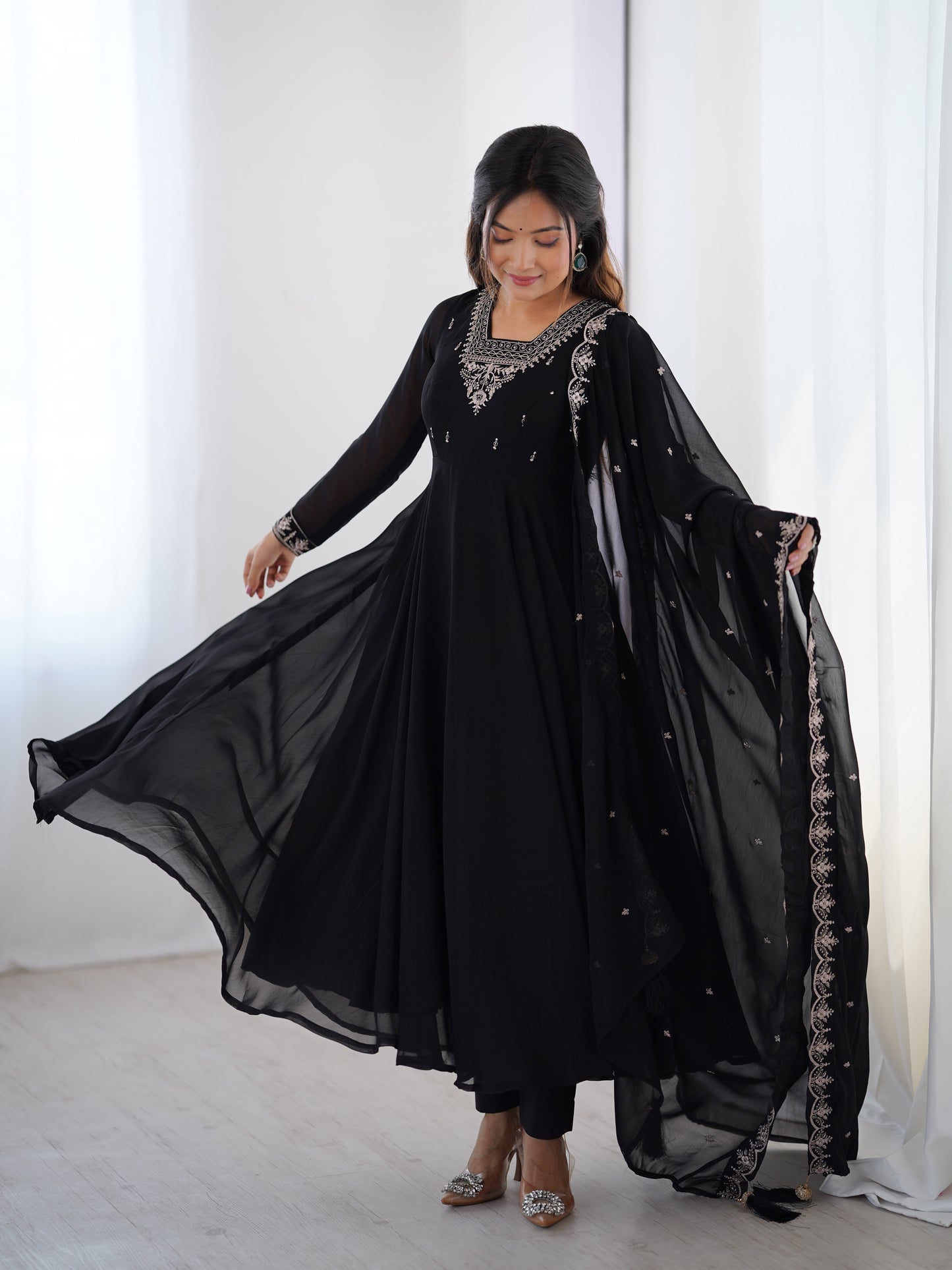 Georgette Anarkali Set with Heavy Embroidery