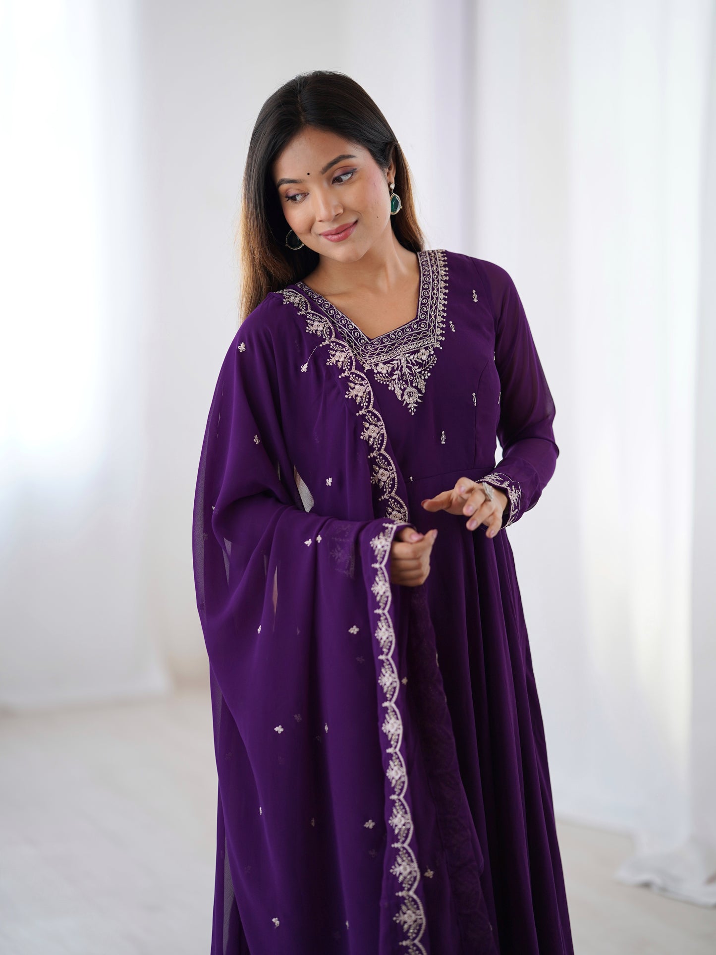 Georgette Anarkali Set with Heavy Embroidery