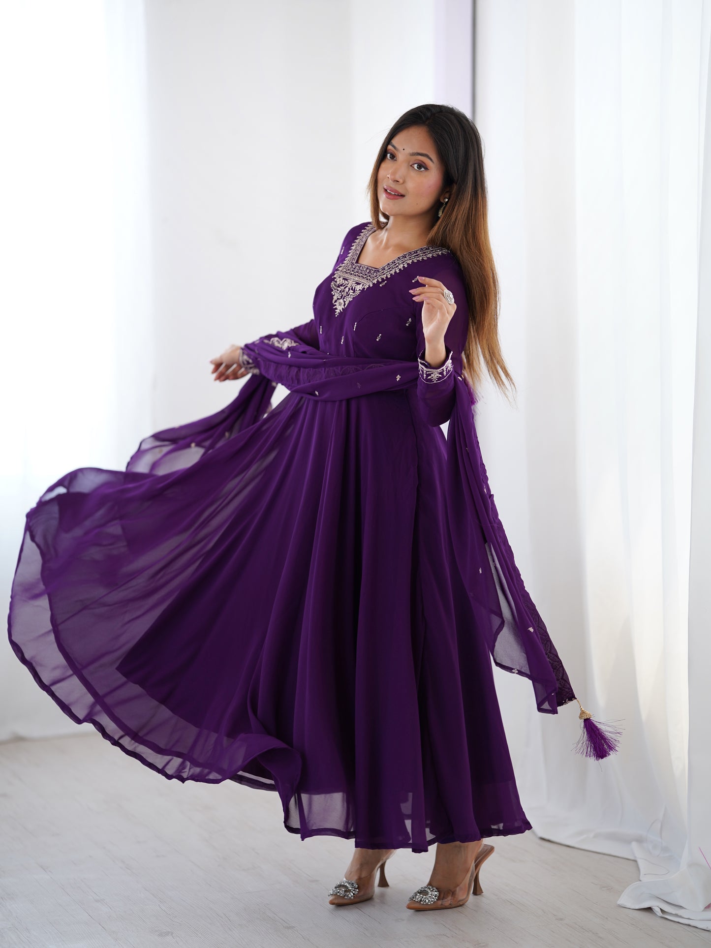 Georgette Anarkali Set with Heavy Embroidery
