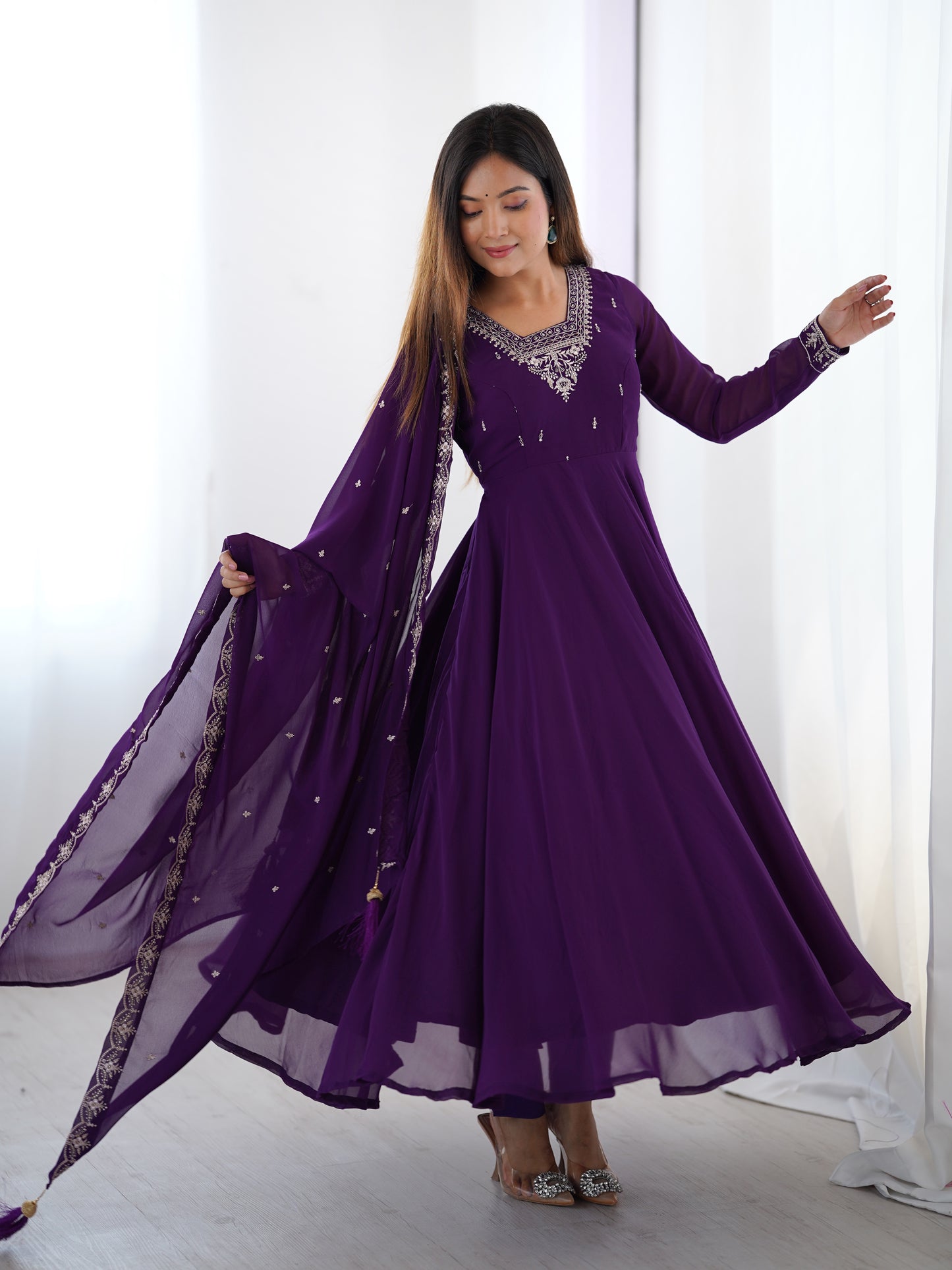Georgette Anarkali Set with Heavy Embroidery