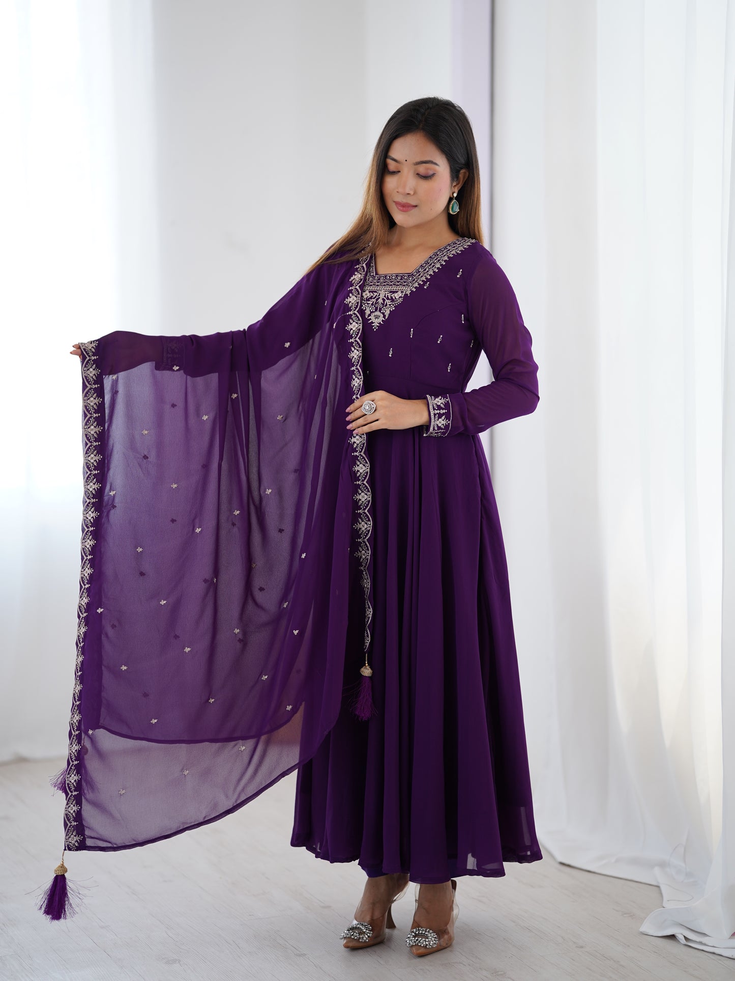 Georgette Anarkali Set with Heavy Embroidery