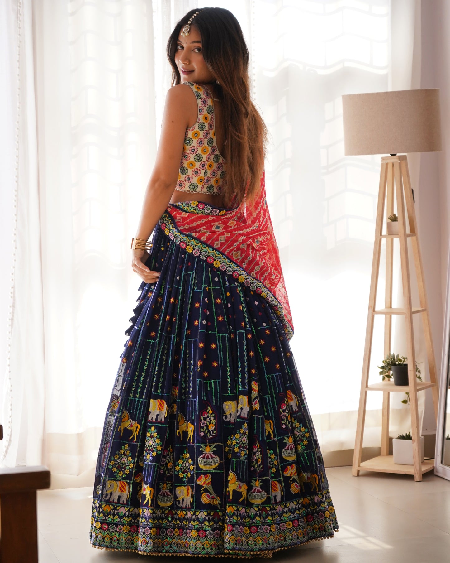 Georgette Lehnga Set with Sequin Embroidery