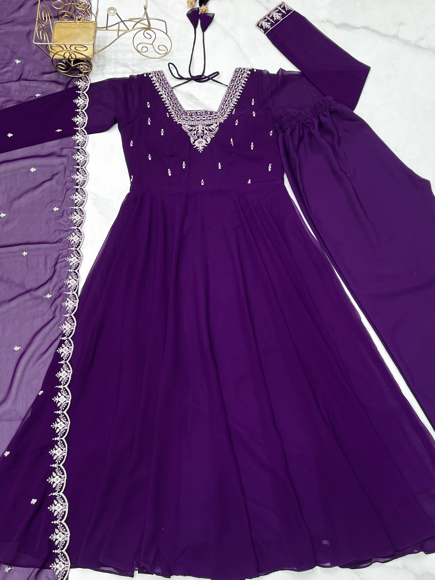 Georgette Anarkali Set with Heavy Embroidery
