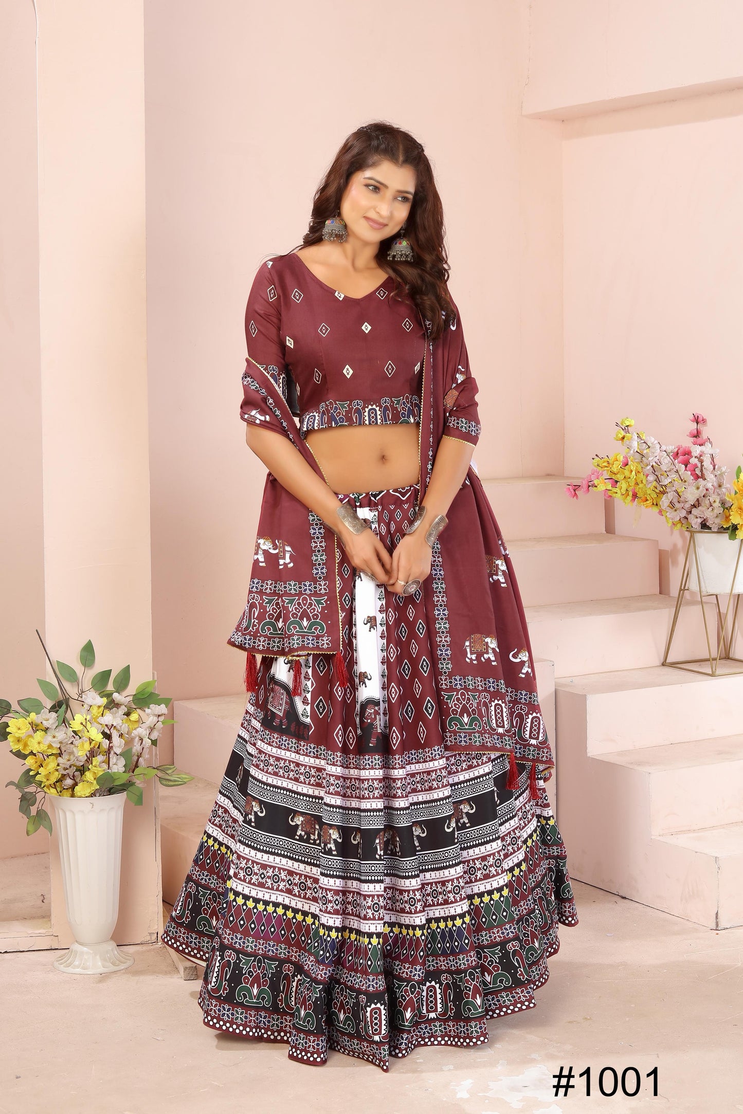 Heavy Reyon Cotton Lehenga Set with Dupatta & Cancan Finish