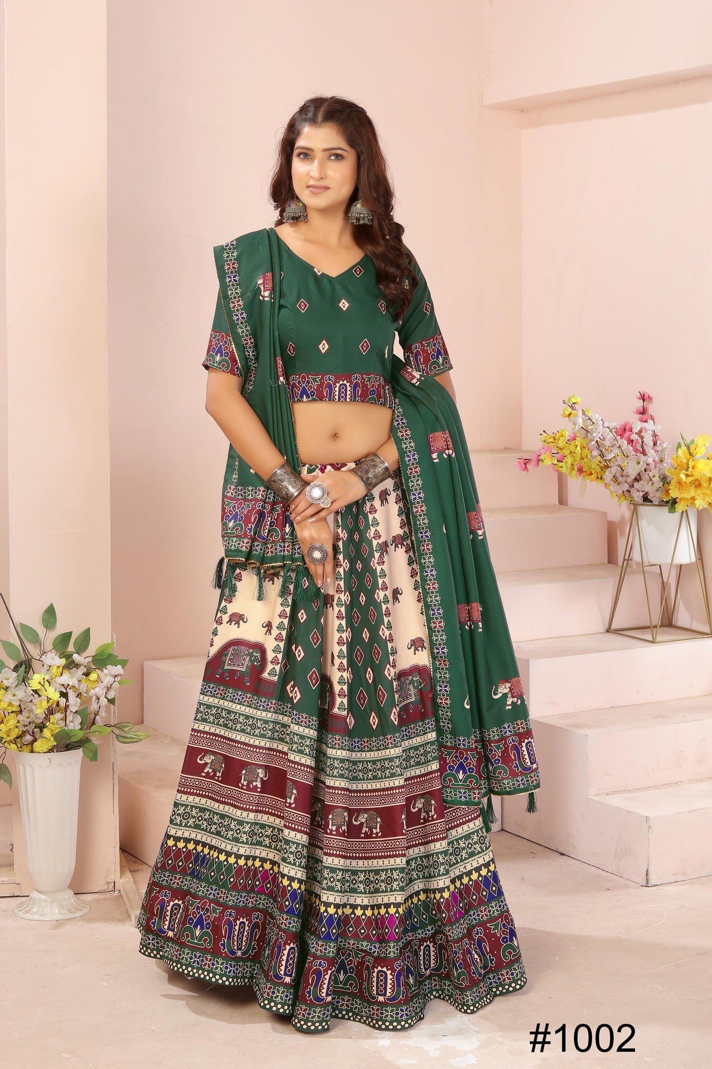 Heavy Reyon Cotton Lehenga Set with Dupatta & Cancan Finish