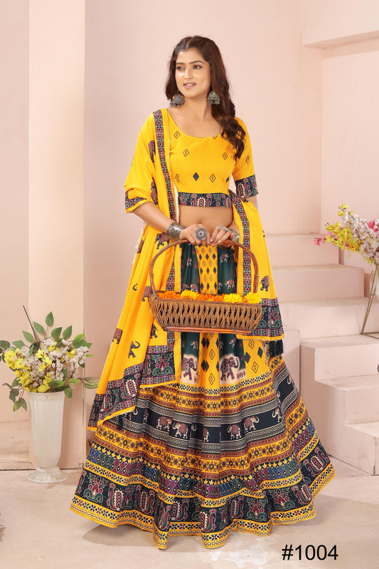 Heavy Reyon Cotton Lehenga Set with Dupatta & Cancan Finish