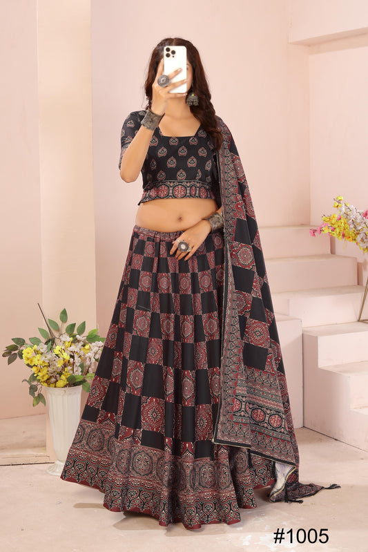 Reyon Cotton Lehenga Set with Dupatta & Cancan Finish