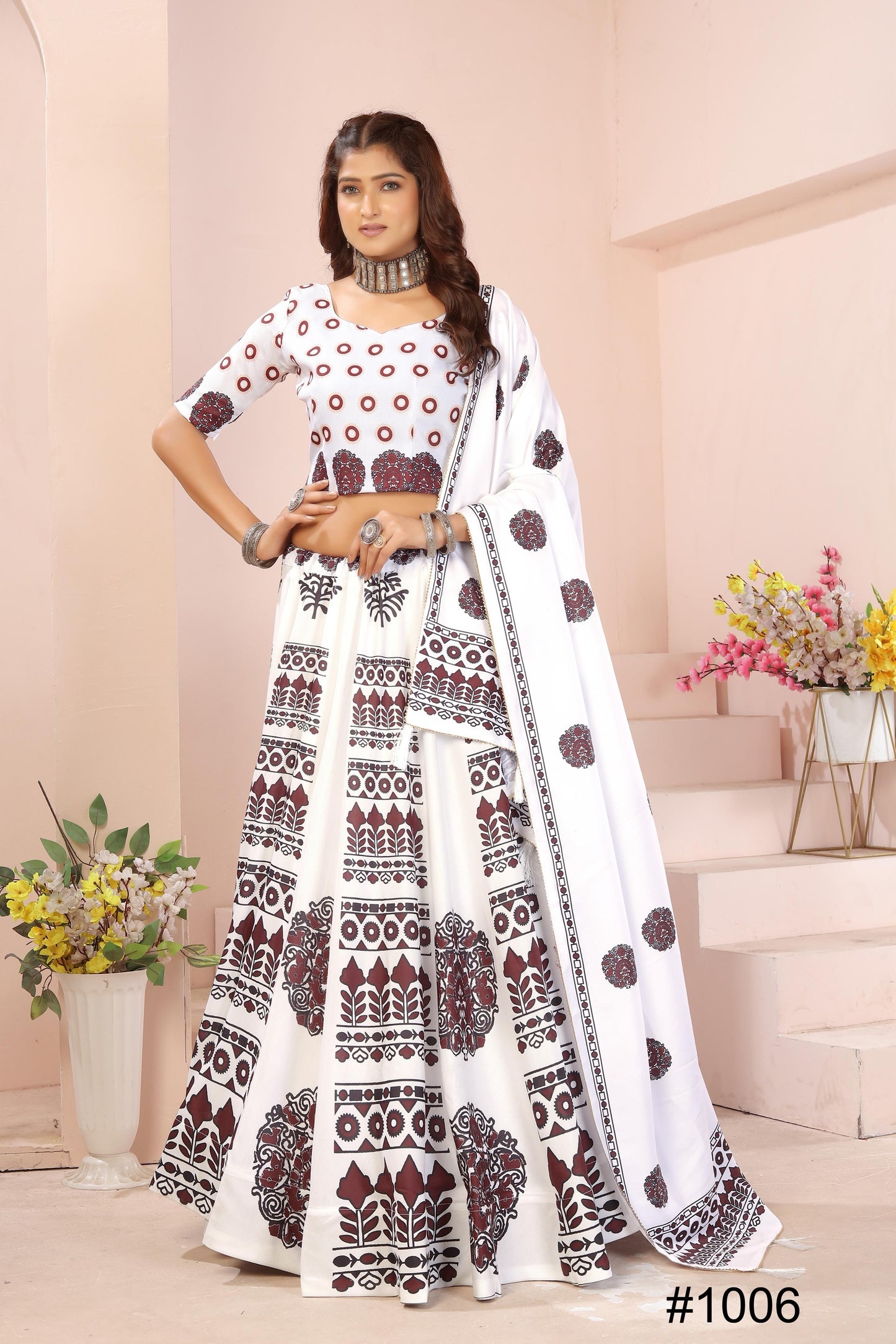 Heavy Reyon Cotton Lehenga Set with Dupatta & Cancan Finish