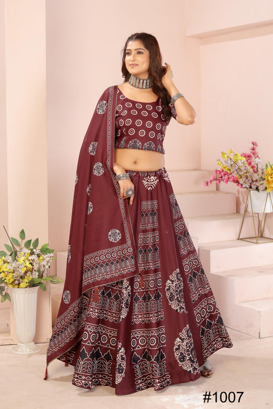 Heavy Reyon Cotton Lehenga Set with Dupatta & Cancan Finish