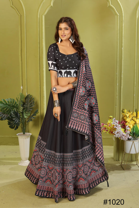 Reyon Cotton Lehenga Set with Dupatta & Cancan Finish