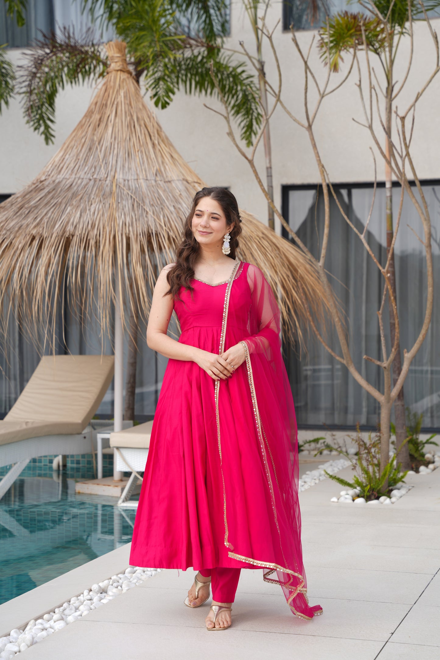 Roman Silk Chanderi Anarkali Set
