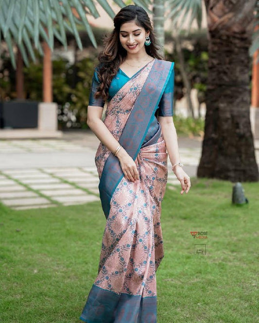 Soft Lichi Silk Saree with Rich Pallu & All-Over Jacquard