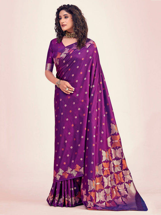 Soft Lichi Silk Saree with Butterfly Pallu