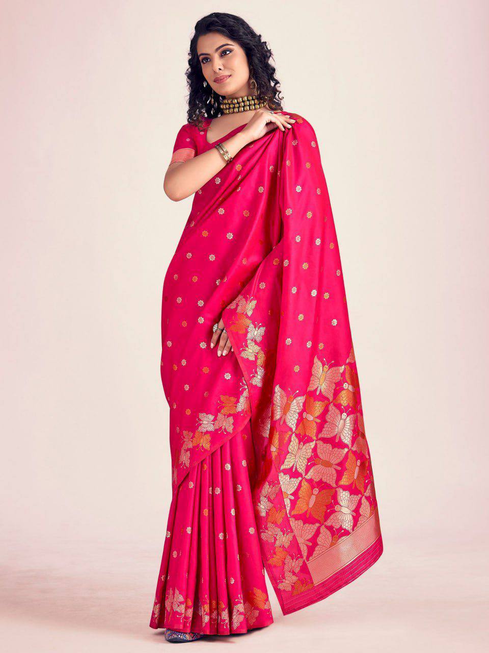 Soft Lichi Silk Saree with Butterfly Pallu
