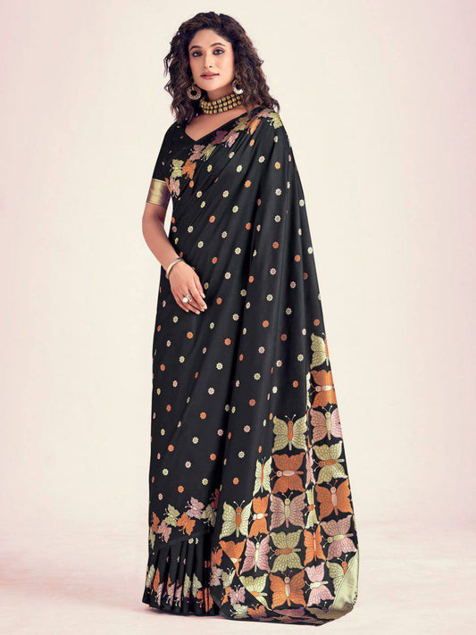 Soft Lichi Silk Saree with Butterfly Pallu
